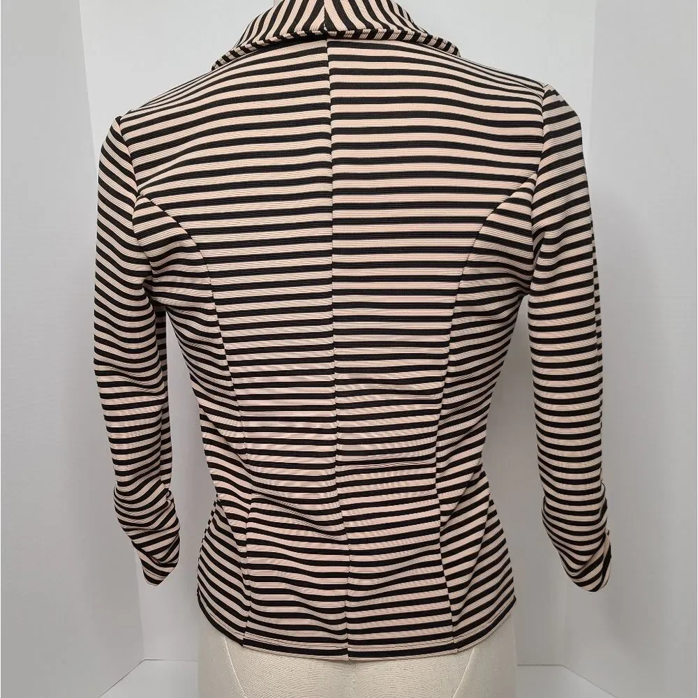 Aibon Rose Women's Striped Cream Black Blazer Size S - Picture 3 of 3